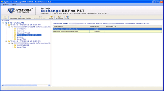 Save Exchange Mailbox BKF to PST 2.1