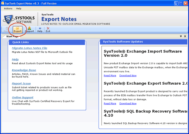 Click Export