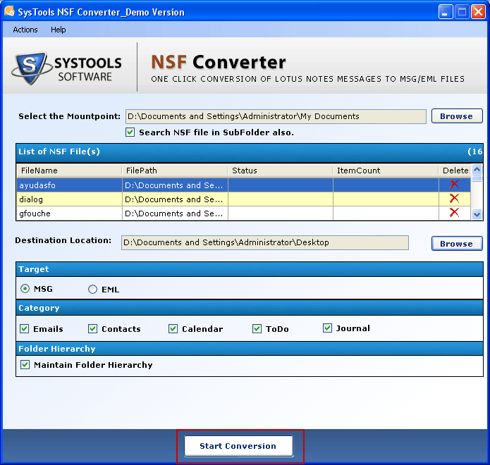 Start NSF Conversions