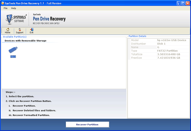 select removable drive to recover