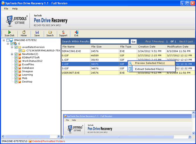 preview selected files