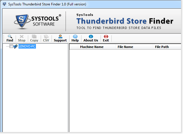 Find Thunderbird Data File screenshot