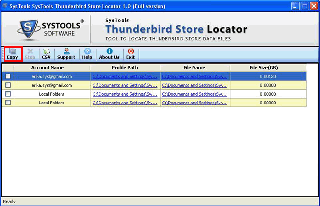Locate Thunderbird Email Folder screenshot