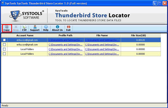 Copy Thunderbird Email Folders screenshot