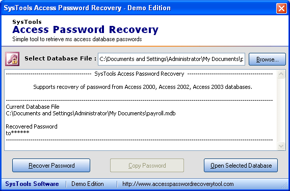 Systools Access Password Recovery v5.3 5.3