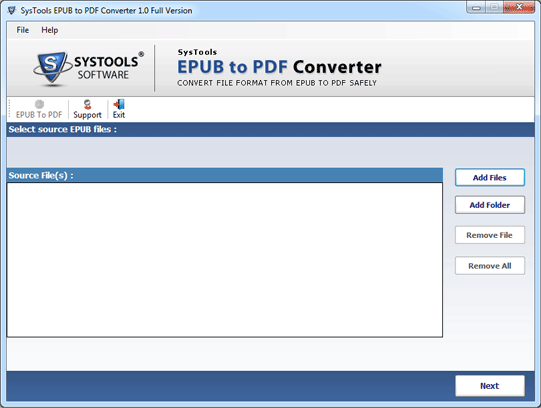 SysTools EPUB to PDF Converter screenshot