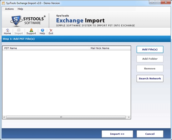 Exchange Import screenshot