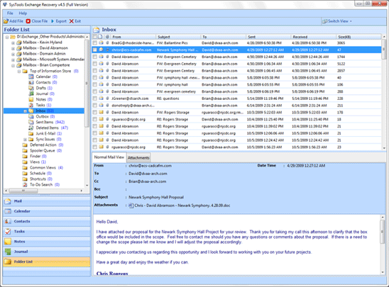 Screenshot of SysTools Exchange Recovery SysTools Exchange Recovery screenshot
