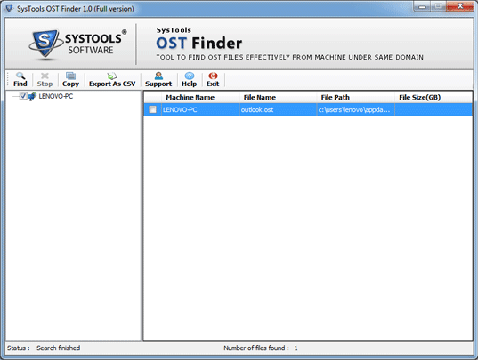 SysTools Outlook OST Finder 1.0