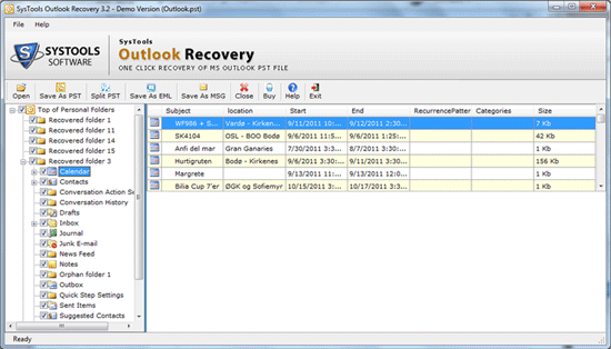 Microsoft Outlook Restore Utility screenshot