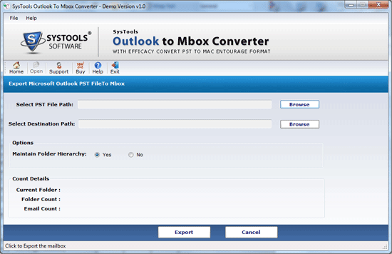 Convert Outlook PST to MBOX screenshot