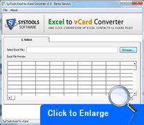 Screenshot Excel to vCard software