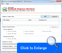 Screenshot Outlook Express Restore