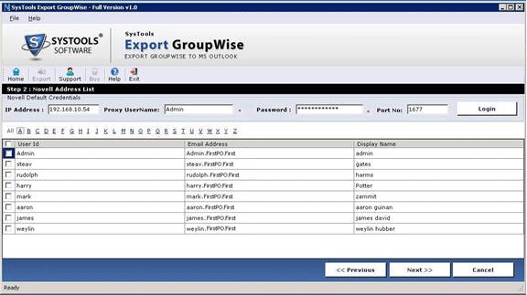 Export Groupwise Email screenshot