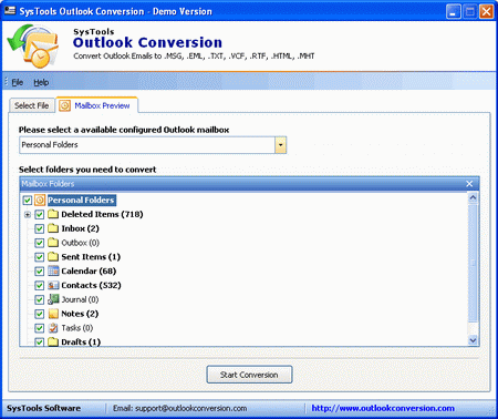 SysTools Outlook Conversion screenshot