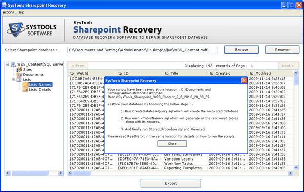 SharePoint Recovery 2.2