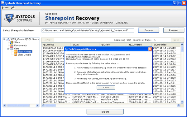 SharePoint Recovery