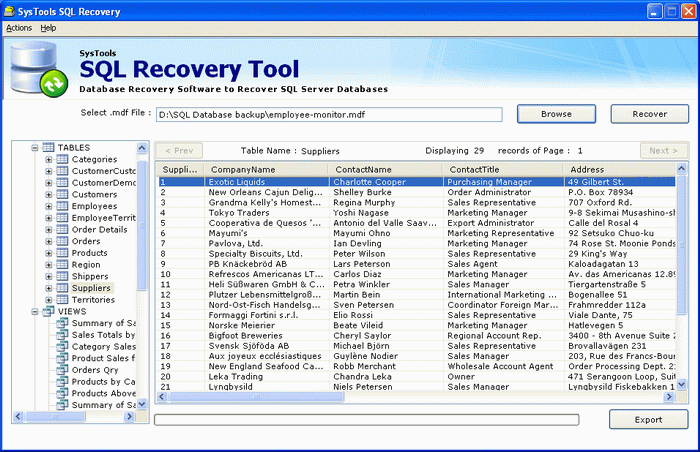 SQL Server Database Recovery screenshot