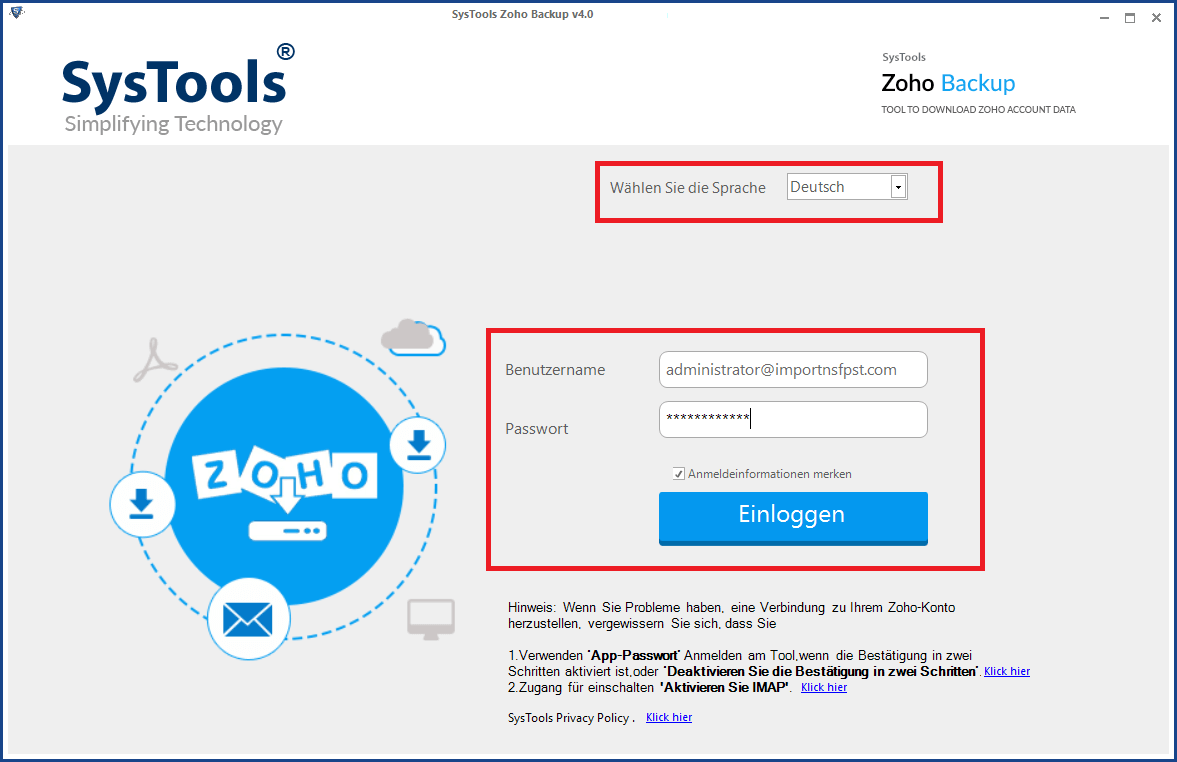 Zoho Mail-Sicherungssoftware