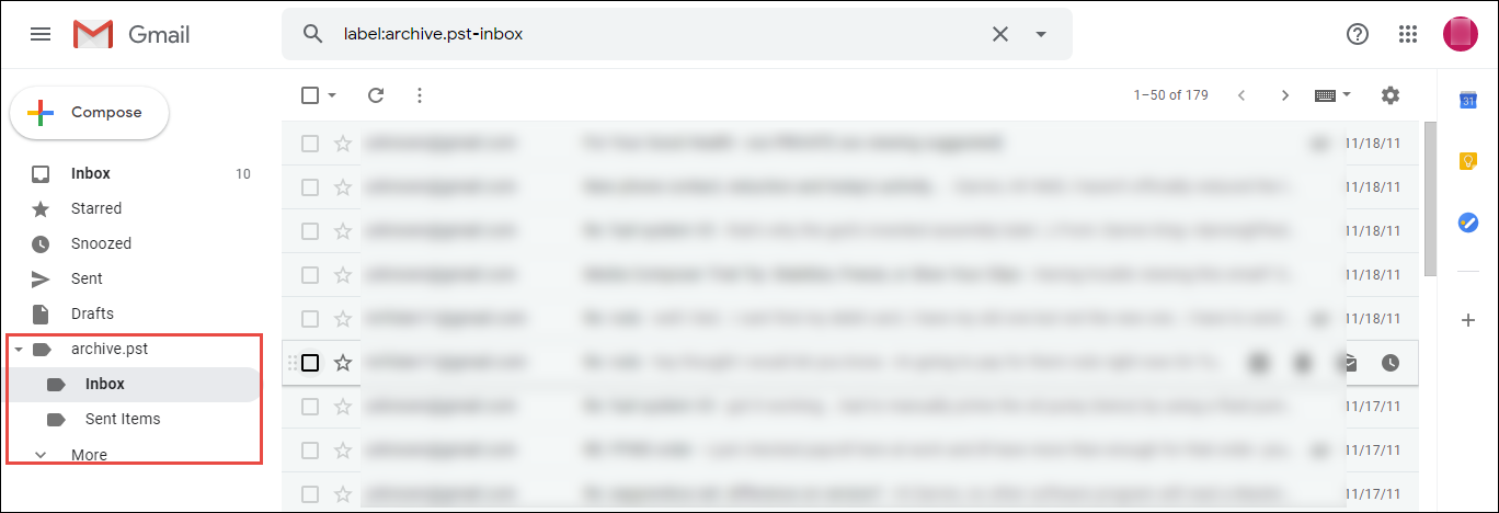 View mails in Gmail