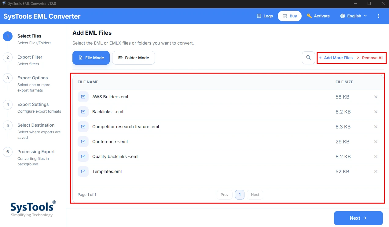 multiple eml files