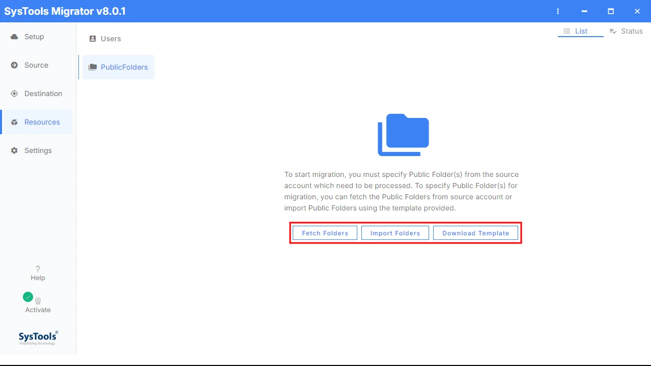 fetch folders' options