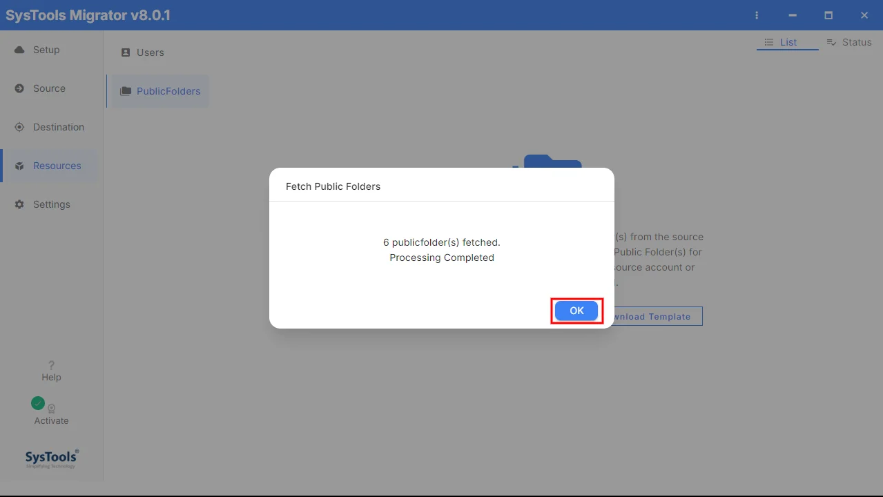 folders fetched