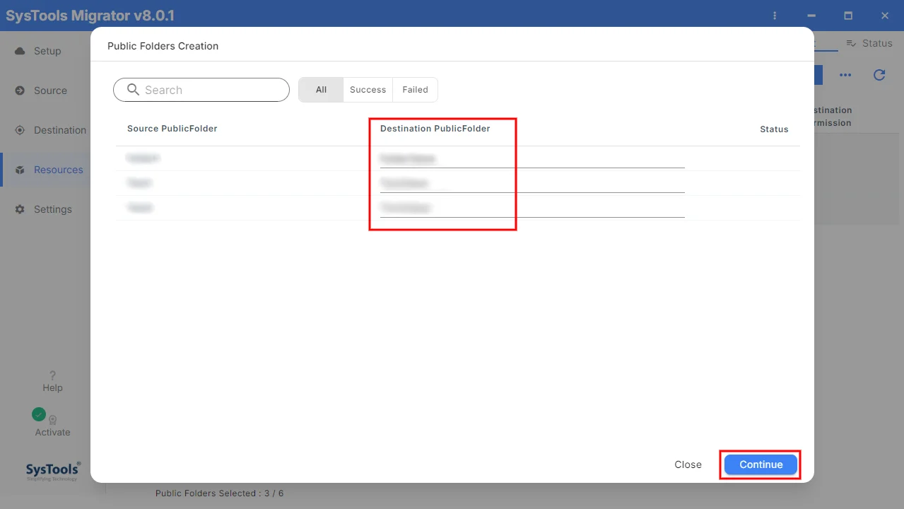 provide destination folder