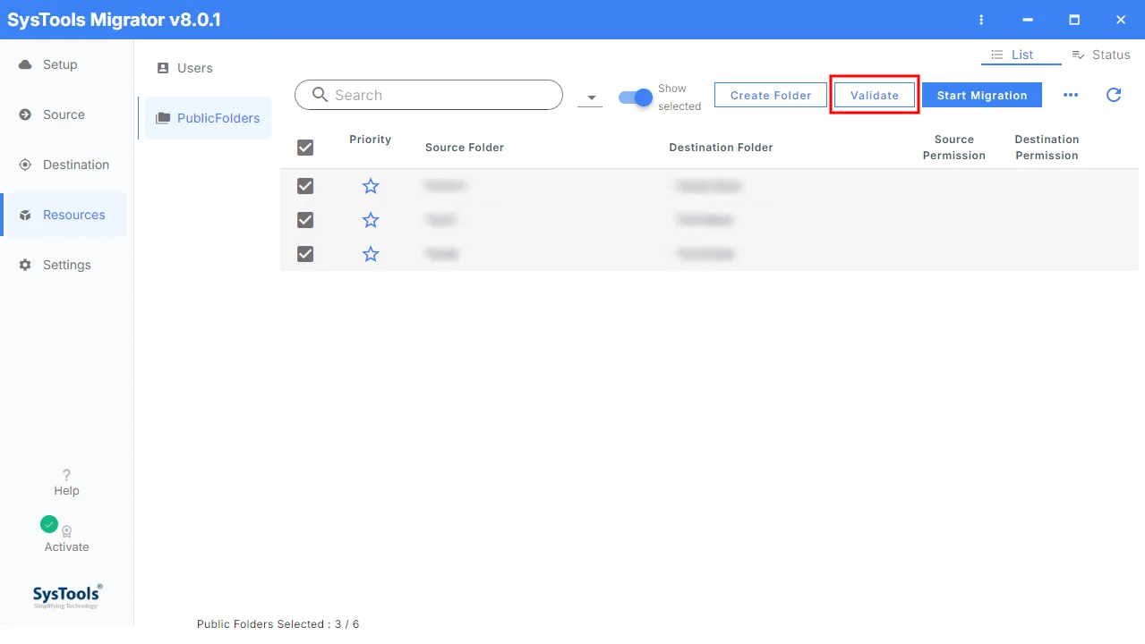 validate folders