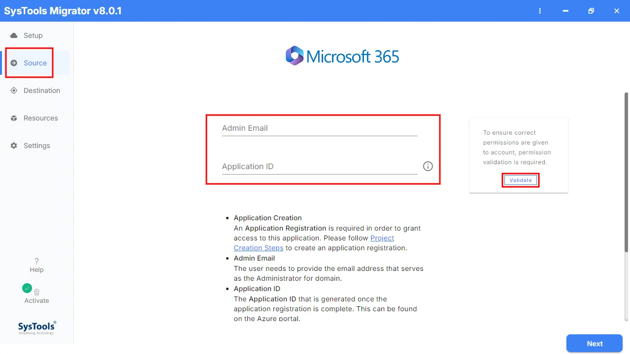Enter Source Credentials