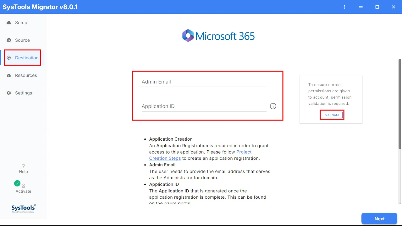 Validate Destination