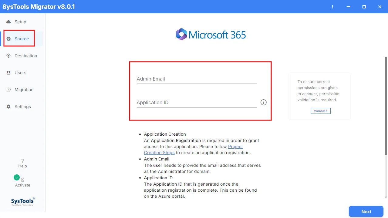 enter credentials
