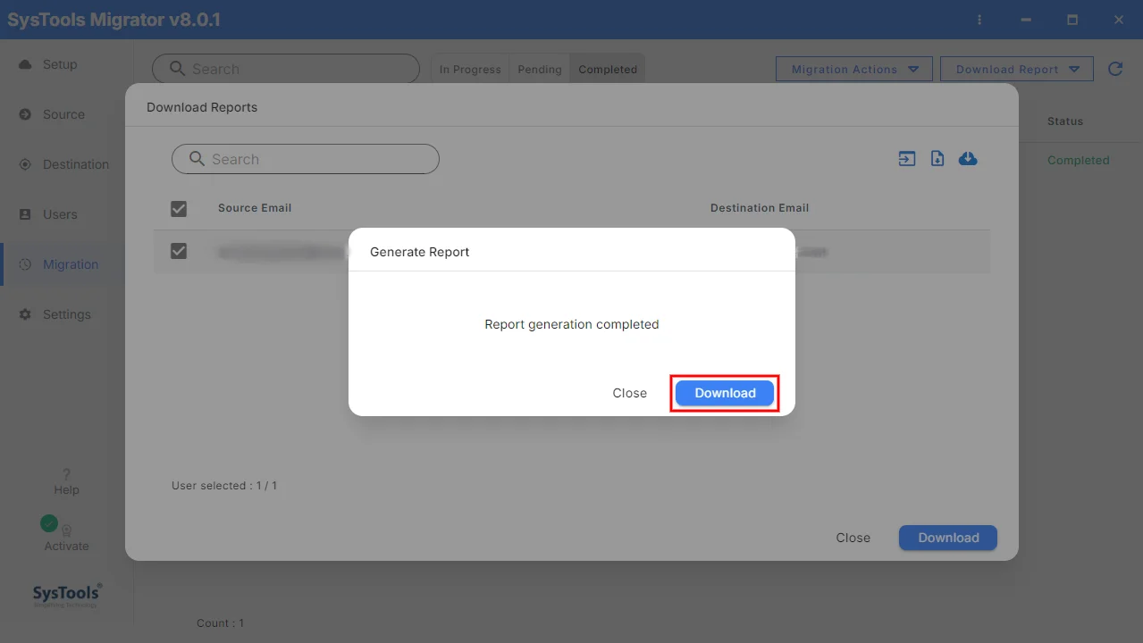 report generated