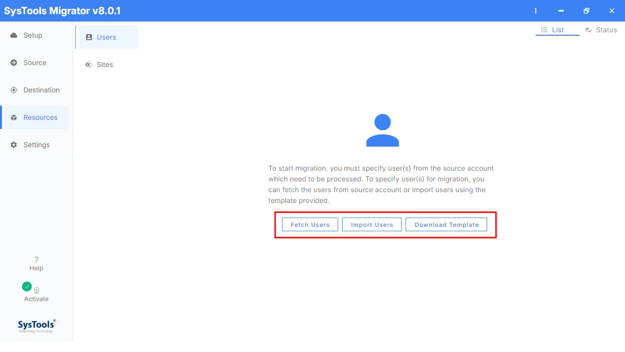 user list options