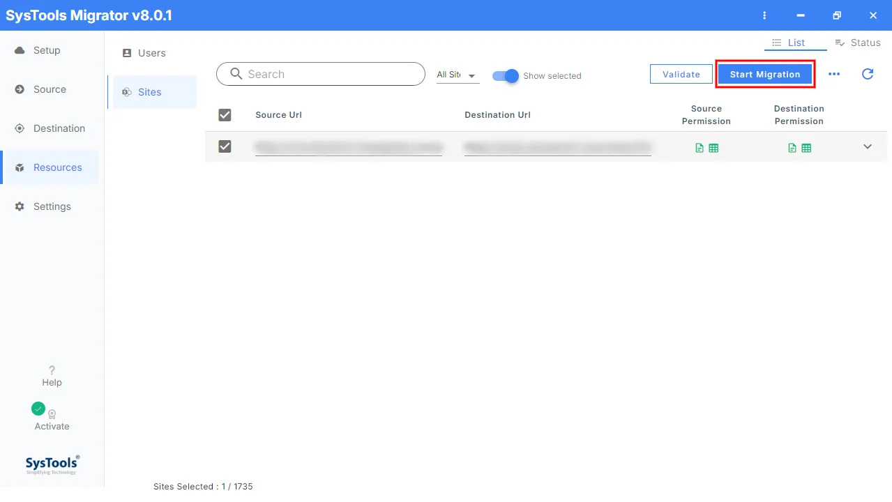 start migration