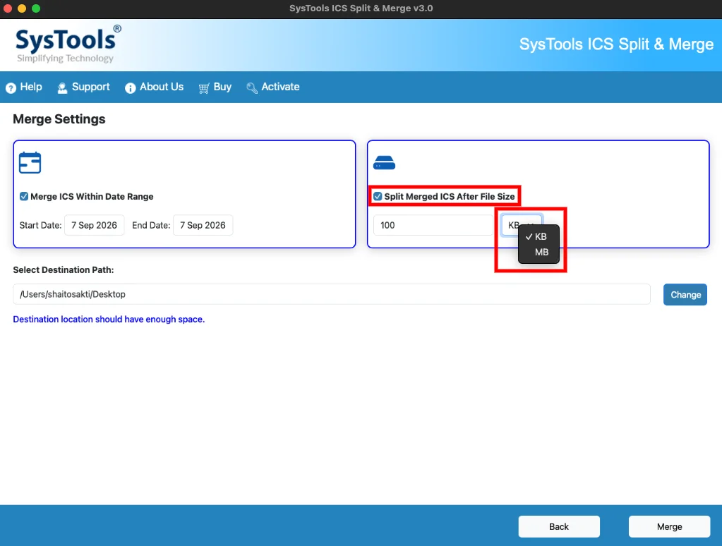 split files after merging