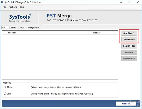 Add Outlook PST Files